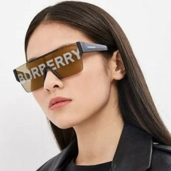 NEW BURBERRY BE4291 3001/G SHIELD SUNGLASSES BROWN - Picture 4 of 5